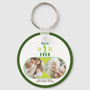 Golfer Best Dad Ever Fathers Day Family Photo Key Ring
