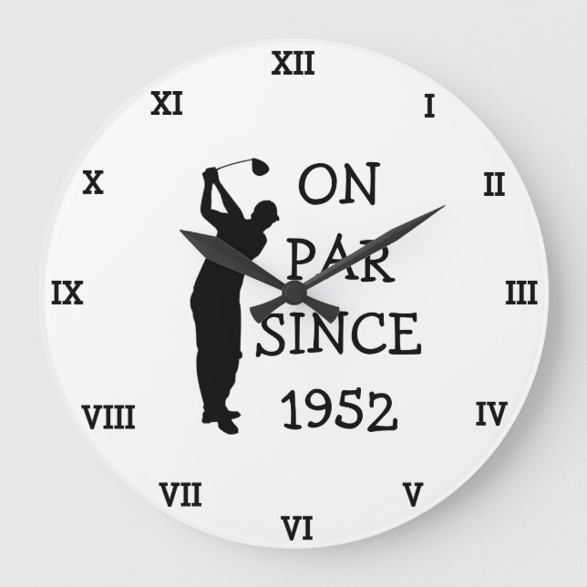 Golfer Birthday 70th funny Seventy 70 years old Large Clock (Front)