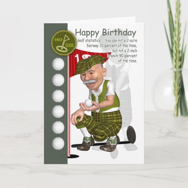 Golfer Birthday Greeting Card With Humour (Front)