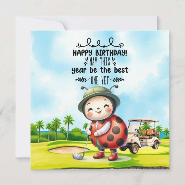 Golfer Birthday Wishes on Gof Course Background (Front)
