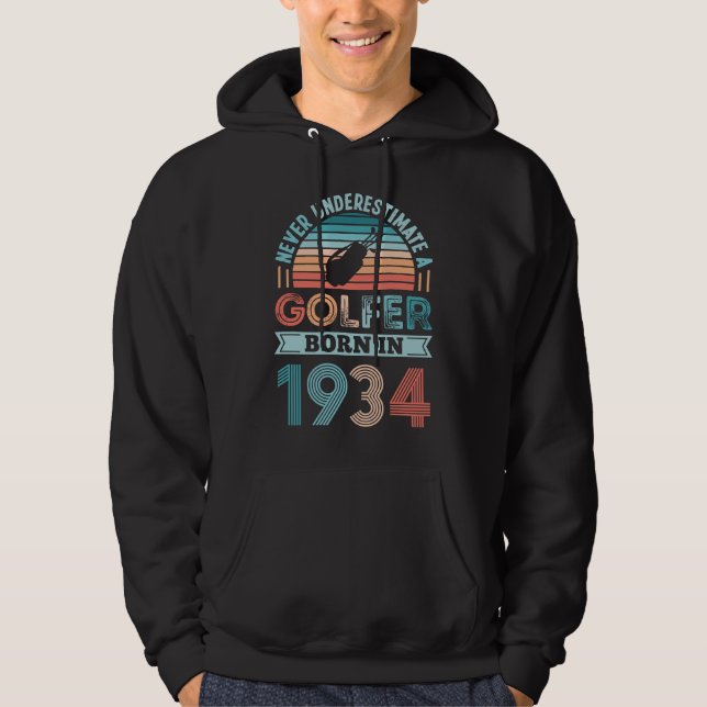 Golfer born 1934 Golfing 90th Birthday Gift Dad Hoodie (Front)