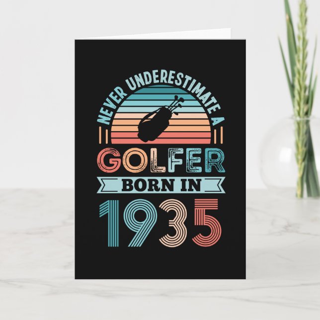 Golfer born 1935 Golfing 90th Birthday Gift Dad Card (Front)