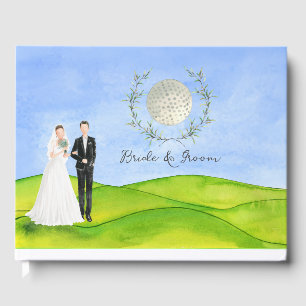Golfer bride and groom for golfers Wedding Guest Book