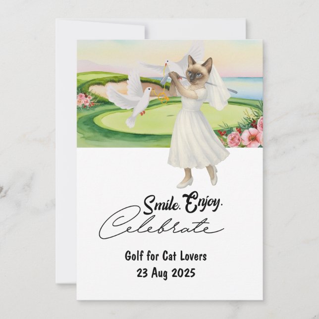 Golfer Bride Wedding Bachelorette for Cat lovers Invitation (Front)