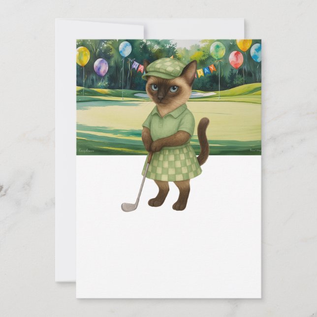 Golfer Cat  birthday tournament Invitation (Front)
