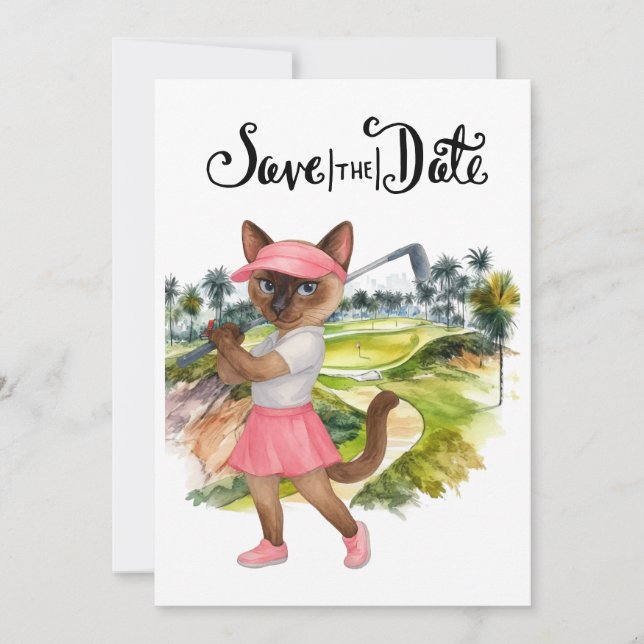 Golfer Cat Bride  Bachelorette Party Woman Golfer Invitation (Front)
