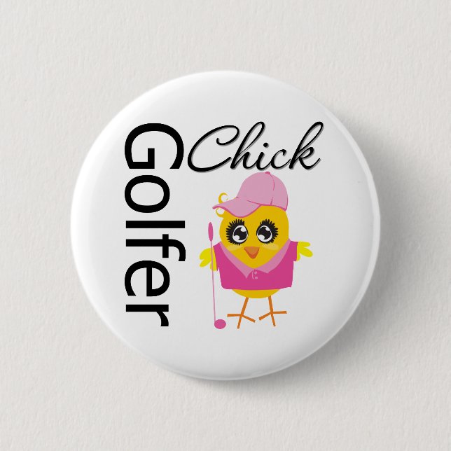 Golfer Chick 6 Cm Round Badge (Front)