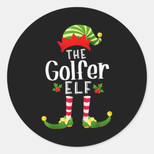 Golfer Christmas Elf Matching Pajama X-mas Party  Classic Round Sticker