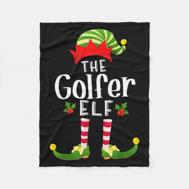 Golfer Christmas Elf Matching Pajama X-mas Party  Fleece Blanket (Front)