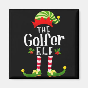 Golfer Christmas Elf Matching Pajama X-mas Party Magnet