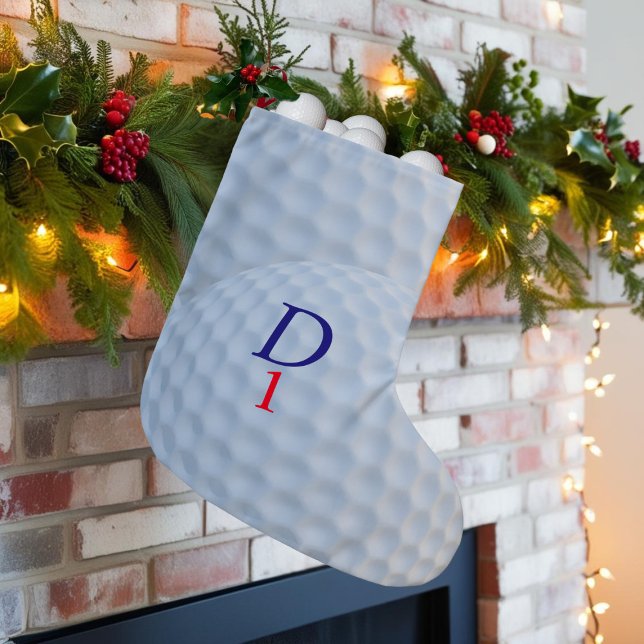 Golfer Christmas Stocking White Dimpled Golf Ball (Suitable for the Golfing Dad (or Mom) to hang merrily on high for Santa to fill with golf gifts.)