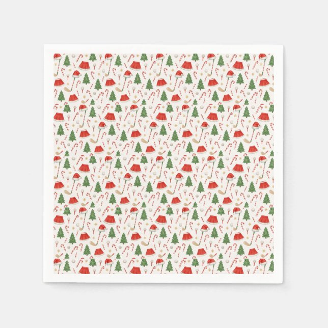 Golfer Christmas themed with golf equipment Napkin (Front)