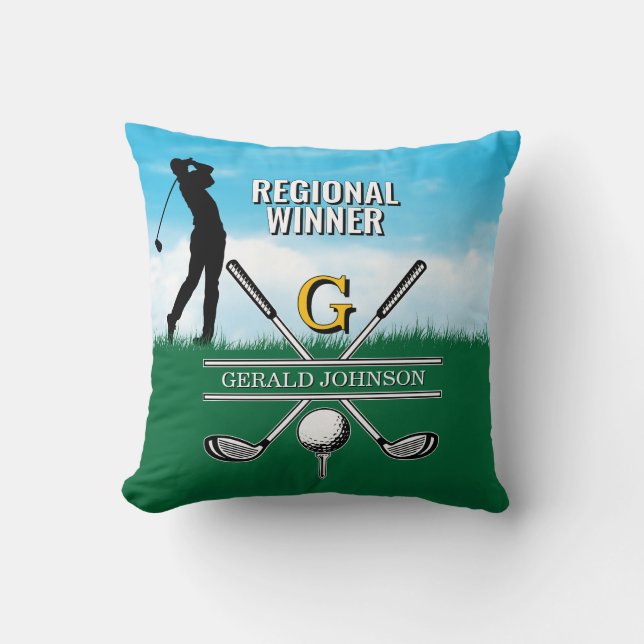 Golfer Customised Monogram Design Cushion (Front)