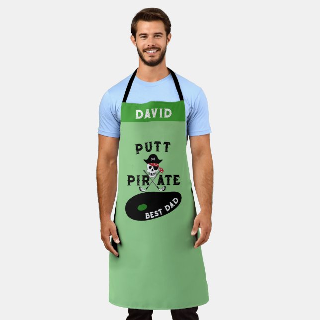 Golfer Dad Gift - Personalised Golf Pirate Chef  Apron (Worn)