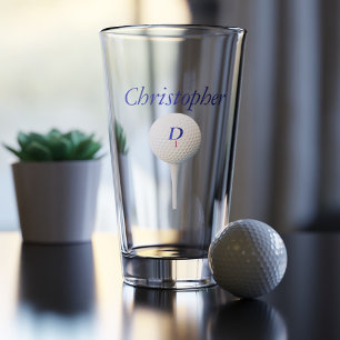Golfer Dad Golf Ball on Tee Personalised Glass