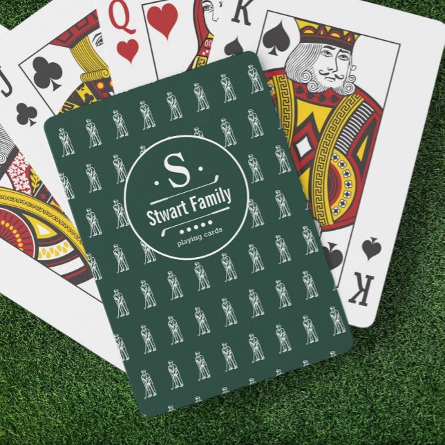 Golfer Family Logo / Monogram Green Playing Cards (Creator Uploaded)