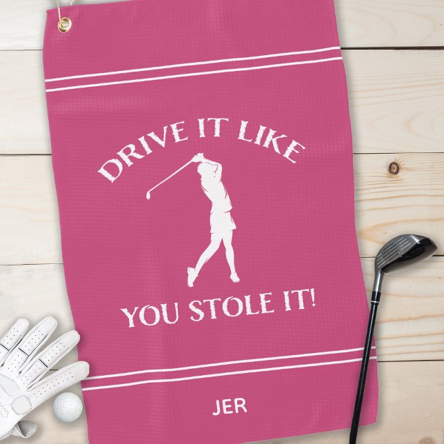 Golfer Funny Humour For Her Monogrammed Sports Pin Golf Towel (Creator Uploaded)