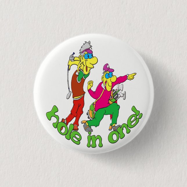 Golfer getting a Hole in one 3 Cm Round Badge (Front)