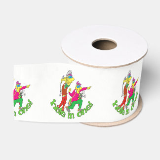 Golfer getting a Hole in one Grosgrain Ribbon