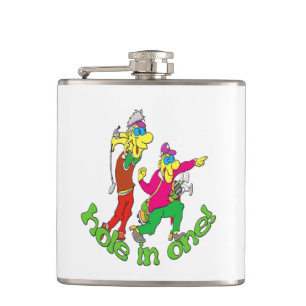 Golfer getting a Hole in one Hip Flask