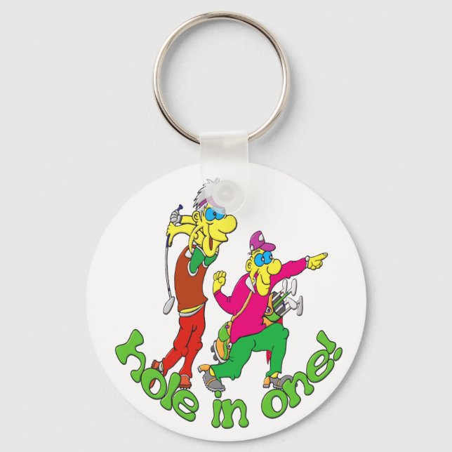 Golfer getting a Hole in one Key Ring (Front)