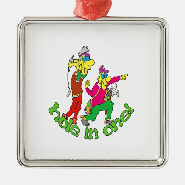 Golfer getting a Hole in one Metal Tree Decoration (Front)