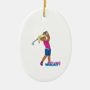 Golfer-girl 3 ceramic tree decoration