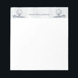 Golfer Golf Ball Retro Monogram Name Notepad<br><div class="desc">Old school retro art sketch of a golf ball sitting on a golf tee. Perfect office or home desk accessory for your favorite golfer.</div>