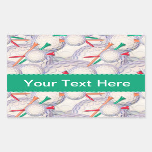 Golfer; Golf Balls & Tees Pattern Rectangular Sticker