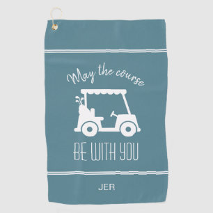 Golfer Golf Course Quote Turquoise Monogrammed Golf Towel