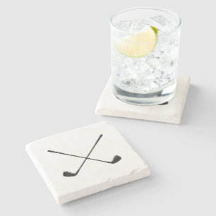Golfer Golf Crest Blue Pattern Glass Coaster