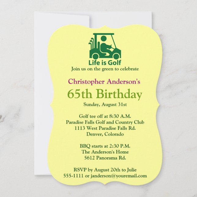 Golfer Golf Golfing 65th Birthday Invitation (Front)