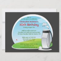 Golfer Golf Golfing Bag and Clubs 30th Birthday