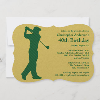 Golfer Golf Green tan 40th Birthday Invitation