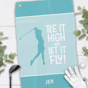 Golfer Golf Humour Funny Sports Modern Teal Green Golf Towel