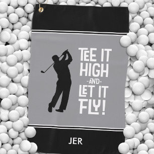 Golfer Golf Humour Funny Sports Monogram Black Gre Towel