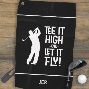 Golfer Golf Humour Funny Sports Monogrammed Black Golf Towel
