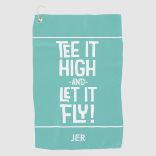 Golfer Golf Lover Tee Humour Fun Monogram Teal Cut Golf Towel