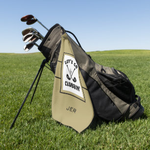 Golfer Golf Modern Monogram Pro Sports Gold Black Towel