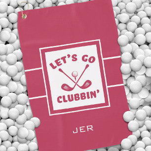 Golfer Golf Modern Monogram Pro Sports Magenta Red Towel