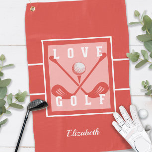 Golfer Golf Modern Monogram Pro Sports Red White Towel