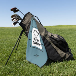 Golfer Golf Monogram Pro Sports Turquoise Black Towel