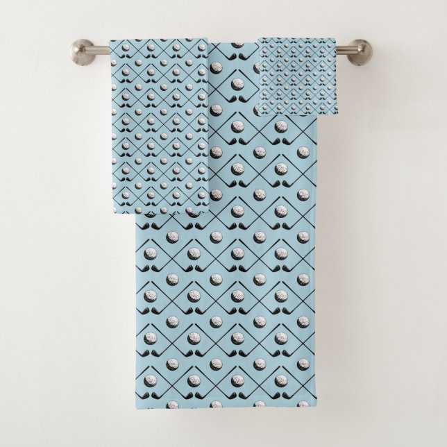 Golfer Golf Pattern Blue Pattern Bath Towel Set (Insitu)