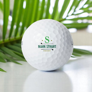 Golfer golf-player Classy Green Monogram Golf Balls