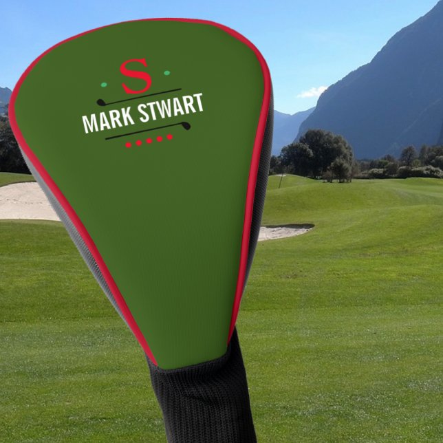 golfer / golf-player monogram green golf head cover (Creator Uploaded)