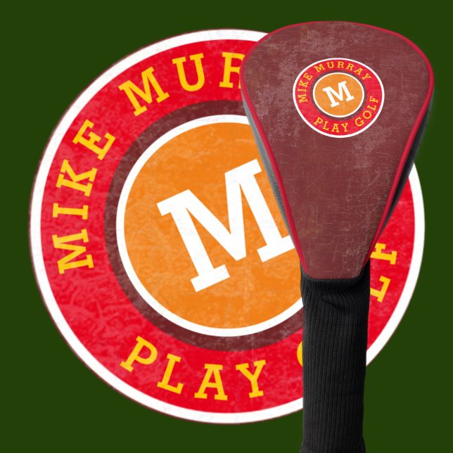 golfer / golf-player reddish monogram golf head cover (Creator Uploaded)