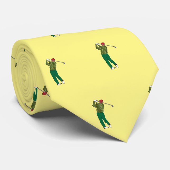 Golfer /Golf Player Silhouette Neck Tie Pattern (Rolled)