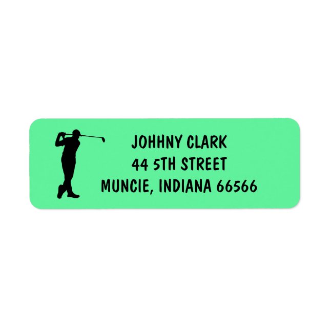 GOLFER golf RETURN ADDRESS LABELS (Front)
