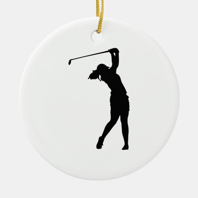 Golfer Golf Sports Person Silhouette  Snow Globe Ceramic Tree Decoration (Front)
