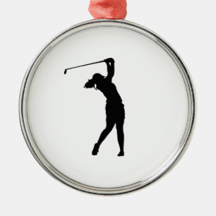 Golfer Golf Sports Person Silhouette  Snow Globe Metal Tree Decoration